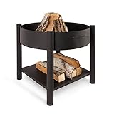 KARAT Feuerschale Kauri rund mit Deckel - Höhe 57 cm - Feuerstelle Für Garten, Terrasse, Camping - Feuerkorb mit 4 Standfüßen (M: Ø 70 cm ohne Muster)