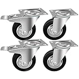 HRB Transportrollen, 4 Stück im Set 75mm, Rollen mit Bremse der Marke HRB, Schwerlastrollen mit max. 280 Kg Gesamttragkraft, geeignet für z.B. Rollen für palettenmöbel