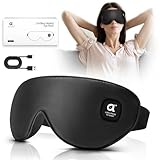 arboleaf Wärmbrille kabellos Augenmaske wärmend 3 Stufen für trockene Augen und besseren Schlaf, Schlafmaske Warme Kompresse zur Entspannung waschbar & tragbar(Schwarz)