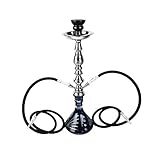 RMAN® Shisha Set Wasserpfeife Hookah 55cm Shisha 2 Anschlüsse mit 2 Schlauch Glasbowl Rauchsäule Kohlezange Zubehör Schwarz