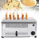 ZMJGLL Kommerzieller Toaster, 6 Scheiben Pop-Up Elektrischer Toaster Edelstahl Toaster Arbeitsplatte Toaster 6 Scheiben 5 Minuten Timier Rapid Toaster mit Tablett Restaurant