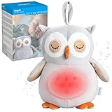 eSynic White Noise Machine Baby Einschlafhilfe Baby Spieluhr Eule Weißes Rauschen Sound Maschine Spieluhren für junge mädchen Kinder mit Nachtlicht, 12 beruhigende Töne, 2-stufigem Timer