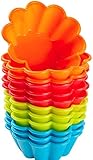 Webake Muffinförmchen Silikon 12 Stück Muffin Silikonförmchen Briocheform 7,6 cm Cupcake Formen Silikonform für Bronnies Kuchen Pudding