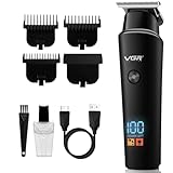 VGR Bartschneider Herren Schnurlos Haarschneidemaschine Wiederaufladbarer Elektrischer Rasierer mit 500min Akku Grooming Kit für Professionelle Präzision Gesicht Stoppeln Körper Glatzenkopf