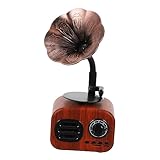 SOIMISS Retro Lautsprecher Tragbarer Phonograph Musikspieler mit Elegantem Holzdesign für Zuhause und Unterwegs Hochwertiger und Regler