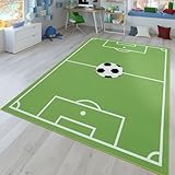 TT Home Kinder-Teppich, Spiel-Teppich Für Kinderzimmer Mit Fußball-Design, In Grün, Größe:140x200 cm
