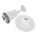 Sewroro Schabbat Weinkelch Satz aus Metall Versilbert Judaica Kiddusch Becher für Jüdische Feiertage Pessach und Havdalah Heiliger Kelch mit Elegantem Design und Vielseitiger Verwendung