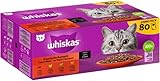 WHISKAS® Multipack Portionsbeutel 1+ Klassische Auswahl 4 Varietäten Rind, Huhn, Lamm, Geflügel in Sauce 80x85g