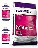 growkingz Plagron Lightmix 50l mit Plagron Terra Bloom 1l und Plagron Terra Grow 1l, Plagron Light Mix 50 Liter Pflanzenerde für Indoor und Outdoor