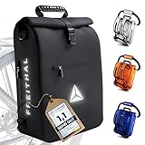 FREITHAL - 3in1 Fahrradtasche Rucksack [25L] Verwendbar als Gepäckträgertasche, Rucksack & Umhängetasche - 100% wasserdichte & Reflektierende Fahrradtasche - Mit 16' Laptopfach - Schwarz