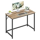 VASAGLE Tisch, Computertisch, Bürotisch, 100 x 50 x 76 cm, für Arbeitszimmer, Schlafzimmer, Wohnzimmer, Kamelbraun-tintenschwarz LWD041K01