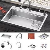 Spülbecken Mit Schneidebrett,armatur Küche, Unterbau-Arbeitsplatz-Küchen Spüle, Einzelbecken Waschbecken Küche, Küchenspülen Mit Zubehör 60 X 45 Cm Für Wohnmobil, Reiseanhänger ( Size : 65*45cm/26*18i