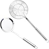 Schaumkelle Edelstahl,Spinnen Sieb,Feines Sieb Schaumlöffel,Spinnensieb Skimmerkelle,Schaum Löffel Filter Set,Geeignet zum Kochen,Braten,Dünsten und Schöpfen von Speisen in der Küche(14cm&Schaumkelle)