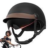 Jethelm Visier Roller Helm Mopedhelm, Fashionhelm Komfortabler Motorradhelm Für Herren Und Damen, Ideal Für Motoroller Scooter Helm Moped Mofa Helm