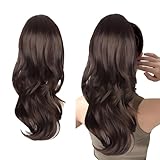 Zonoori Zopf Extension Ponytail, 66cm Pferdeschwanz Lang Gewellt Haarteil, Hair Extensions Echthaar(Braun)