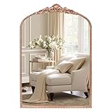 G-LEAF Vintage Barockspiegel 61 x 91 cm, gewölbter Kaminsims, viktorianischer antiker Bauernhausspiegel mit kunstvollem Metallrahmen für Kamin, Eingangsbereich, Wohnzimmer, Flur, Badezimmer