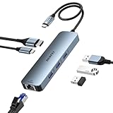 BENFEI 6-in-1 USB C HUB mit HDMI 4K@60Hz/ Gigabit Ethernet/100W PD Stromversorgung/3*USB A 5Gbps [Silikonkabel Aluminiumgehäuse] kompatibel mit iPhone 15 Pro/Max MacBook iPad Pro iMac S23 XPS17