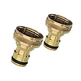 2 Set Messing Adapter Anschluss Gardena kompatibel 3/4 Garten Kupplung Schlauch (Innengewinde 3/4 Zoll) Gartenschlauch Wasserhahn-Anschluss