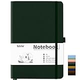 Mlife Notebook A5,Dotted Journal Buch mit 200 Seiten, Premium 100gsm Tintenfestes Papie Dickes,PU Hard Cover Notizbuch,Innentasche,Elastisch Gebändert,bullet journal&Dotted Notizblock A5(Grün)