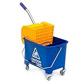 Wisch-Star Reinigungswagen mit Presse, 40x27x35cm mit 19 Liter Putzeimer mit Auswringer, Profi Putzwagen Gewerbe und Haushalt