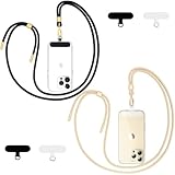 Qyoocom Handykette Universal für alle Smartphones,2 Stück Schlüsselband Kette zum Umhängen mit 4 Universelles Pad,Einstellbar und Abnehmbar. (Schwarz+Gold)