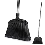 Myiosus Besen mit Stiel, Straßenbesen, Innen Besen mit 140cm Edelstahl Langem Stiel, Teleskopstiel Besen Draußen, Gartenbesen mit Steifen Borsten, Kehrbesen für Haushalt Terrasse Garage Lobby Hof
