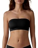 SHARICCA Trägerloser BH Damen Ungepolstert Rutschfestes Silikon Bandeau BH Bequem Nahtlose Tube Top BH Ohne Träger Seamless Bra(Schwarz-1P02, L-New)