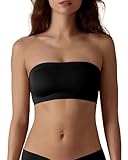 SHARICCA Trägerlose Bandeau BH Damen Ohne Bügel Tube Top Strapless Bra Damen Comfy Nahtloser Ungepolstert Klebe BH Ohne Träger(Schwarz-S)