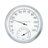 Zilimontt Thermometer und Hygrometer aus Edelstahl für den Heimgebrauch, 0-120 ° C Bereich mit ±2 ° C Genauigkeit, Luftfeuchtigkeit 0-100% für RH, keine Batterie erforderlich, Suita