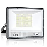 VRTOGTHE LED Strahler Außen 100W - 10000LM Flutlicht LED Außen, 7000 K Kaltweißer LED Aussen Strahler, IP67 Wasserdicht LED Flutlicht für Fabriken, Werkstätten, Sportplätze, Garagen, Garten