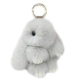 Xsclpomddy Süße Plüsch Hase Schlüsselanhänger Plüsch-Häschen Schlüsselanhänger Pom Poms Taschenanhänger Handtasche Autoschlüssel Dekoration,light gray