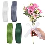 4 Rollen Organzaband, 20mm x 45m Geschenkband, Weiss, Aqua Grün, Wald Grün, Salbei Grün, Schleifenband, Dekoration Bänder für Geschenkverpackung Basteln Geburtstag Hochzeit Deko