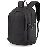 Tzowla Laptop Rucksack Herren und Damen, Reiserucksack Wasserdicht Anti-Diebstahl mit USB-Ladeanschluss und Schloss fur 15,6 Zoll Notebook,Schmaler Business Arbeits Uni Lässiger Tagesrucksack-Schwarz