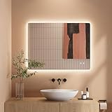 Dripex Badezimmerspiegel Led Badspiegel, Rechteckig, Touch-Schalter, Dimmbar, 3 Lichtfarbe Einstellbare Spiegel Bad mit Beleuchtung, Vertikal, Horizontal Montage Wandspiegel, Beschlagfrei 60x80 cm