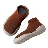 Krabbelschuhe Baby Outdoor Für Mädchen Junge Kinder Lauflernschuhe Bodenschuhe Niedlicher Einfarbig Lauflerner-Schuhe Unisex Rutschfeste Sockenschuhe Babyschuhe Weicher Stricken Barfußschuhe