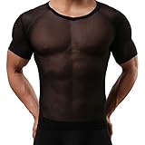 Panegy Herren Sexy Transparent T Shirt Glatt Gaze Slim Fit Tops Unterwäsche Reizwäsche Herstellergröße L/EU M Schwarz