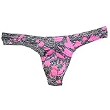 Generisch Herren-Unterhose Sexy G-String Aus Eisseide Leichte Spitzen Mini-Höschen Offener Durchsichtig Atmungsaktive Mikrofaser String Tangas Niedrige Taillen Bikini-Slips， Pink， M