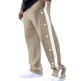 RUMAOZIA Jogginghose Herren Reha Hose mit seitlicher Knopfleiste zum öffnen Button Up Trainingshose Postoperative Sporthose Lang Baggy Weites Bein Schnellfickerhose Druckknöpfen Freizeithose