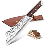 Moontay Outdoor Messer Survival aus 440C Edelstahl Feststehende Klinge Jagdmesser mit Full Tang Wenge Holz Griff scharf echt Machete für Bushcraft Camping und Gartenarbeit Geschenke für Männer