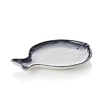 Fischteller Set, weiß blau, 21 x 16 x 2 cm, Set á 6 Stück, Porzellan