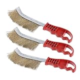 PRETYZOOM 3 Stück Drahtbürste Grillrostbürste Grill Reinigungsbürste Wiederverwendbare Grillbürste BBQ Kratzbürste Grillbürstenreiniger Grillreiniger Schaber Rot Verkupferter Stahldraht