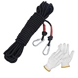 ERUIV 10Meter Ø10mm Outdoor Seil kletterseil, Hochfestes Sicherheitsseil Geflochtenes Nylonseil, Abspannseile Camping, Tragegewicht 1500kg,Mit Stahldrahtkern, 2 Länge 8 CM, Ø8mm Karabinern, & Fäustlin