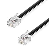 deleyCON 3,0m Telefonkabel RJ11 Modularkabel 6P4C Westernkabel RJ11 auf RJ11 Stecker Flachkabel Telefondose Modem Router Fax ISDN DSL VDSL Internet Schwarz