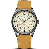 LN LENQIN Uhren Herren Herren Uhr Militär Uhr 30M wasserdichte Armbanduhr Herren Analog Quarz Uhren für Männer mit Datum Feld Uhr Taktische Uhr Leder Band