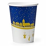 PLS GROUP® 50 Pappbecher Glühwein 200ml | Glühweinbecher Wintertraum für Heißgetränke 0,2L | Einweg Glühwein Becher | Trinkbecher Pappe | Einwegbecher | Heißgetränkebecher Weihnachten