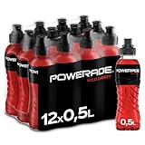 Powerade Sports Wild Cherry, kalorienarmes Sportgetränk mit Kirsch-Geschmack, mit Elektrolyten, Sport Drink in stylischen Einweg Flaschen (12 x 500 ml)