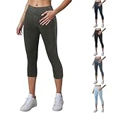 Capri-Jeans zum Überziehen, Jeggings für Damen, hohe Taille, dehnbar, Denim-Jeans, trendig, lässig, Sommer, Damen, kurze Jeans, Skinny-Jeggings mit Taschen, dunkelgrau, S