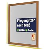 Fliegengitter nach Maß für Fenster – Insektenschutz Spannrahmen, vormontiert, ohne Bohren, maßgefertigt, pulverbeschichtete Alu-Profile, Profiqualität, Made in Germany (Ocker, 110 x 90 cm)