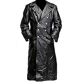 Mittelalter Winterjacke Herren Vintage Winter Bomberjacke Zweireiher Gothic Windbreaker Einfarbig Lange Lederjacke Slim Fit PU-Leder Jacke Kunstleder Mantel Trenchcoat Motorradjacke Übergangsjacke