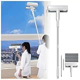 4 in 1 Sprüh Fensterabzieher Profi mit Abwassersammler und 3 Pads, Fensterwischer Mit Teleskopstiel mit Verlängerungsstange Fensterreinigungsset für Innen-/Außenfenster,Autoglas